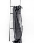 Charcoal Dark Gray Hand Woven Soft Linen Silk Blend Scarf