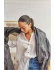 Charcoal Dark Gray Hand Woven Soft Linen Silk Blend Scarf
