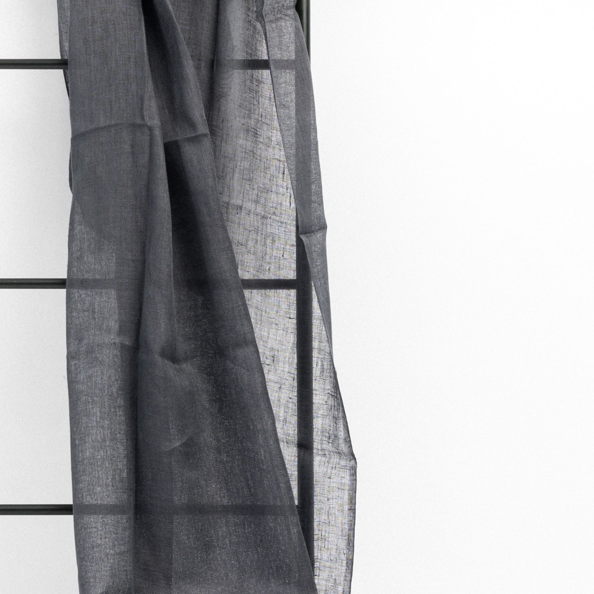 Charcoal Dark Gray Hand Woven Soft Linen Silk Blend Scarf