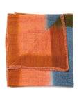 Ember Apricot In Orange and Blue Shades ,  Handwoven Merino Throw Blanket