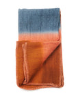 Ember Apricot In Orange and Blue Shades ,  Handwoven Merino Throw Blanket