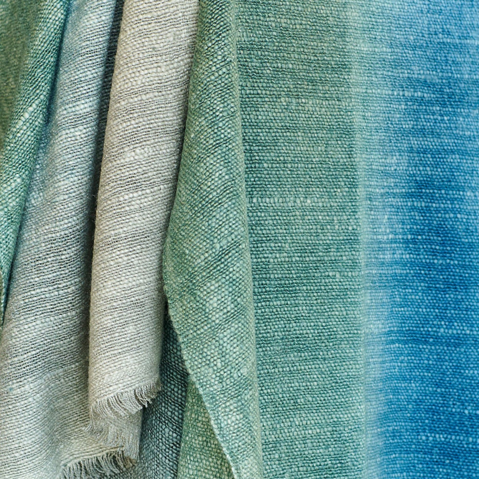 Lake Moss Handwoven Merino Throw Blanket in Serene Shades of Blue Green