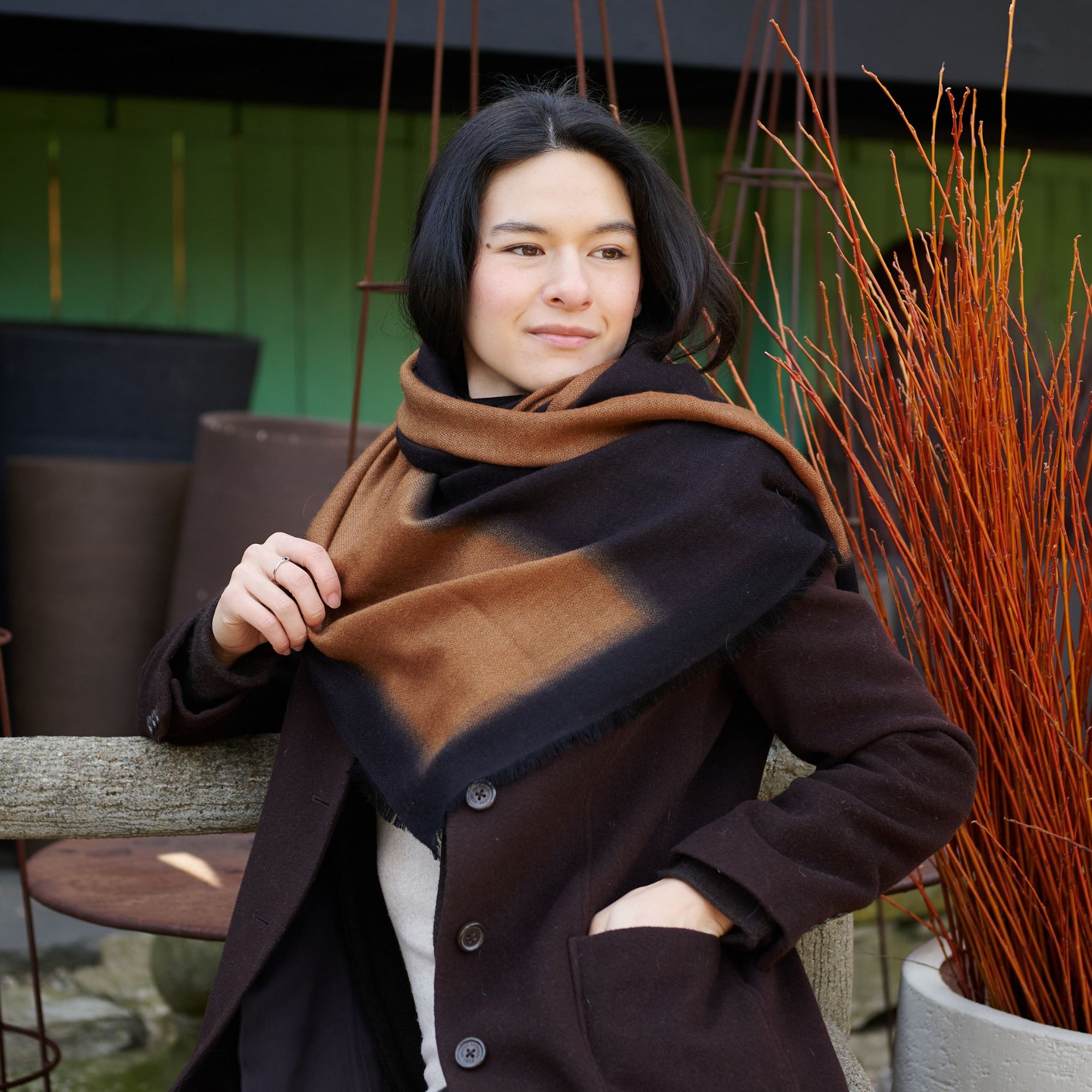 Iris Brown Cashmere Merino Handwoven Scarf