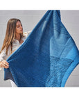 Macaroon Midnight Dark Blue Textured Merino Handloom Throw