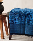 Macaroon Midnight Dark Blue Textured Merino Handloom Throw