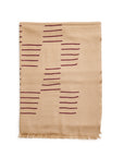 Maple Beige Handwoven Hand Embroidered Classic Scarf with burgundy embroidery on a beige background.