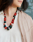 Mihika Red Silk Beaded Necklace Modern Artisanal