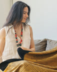 Mihika Red Silk Beaded Necklace Modern Artisanal