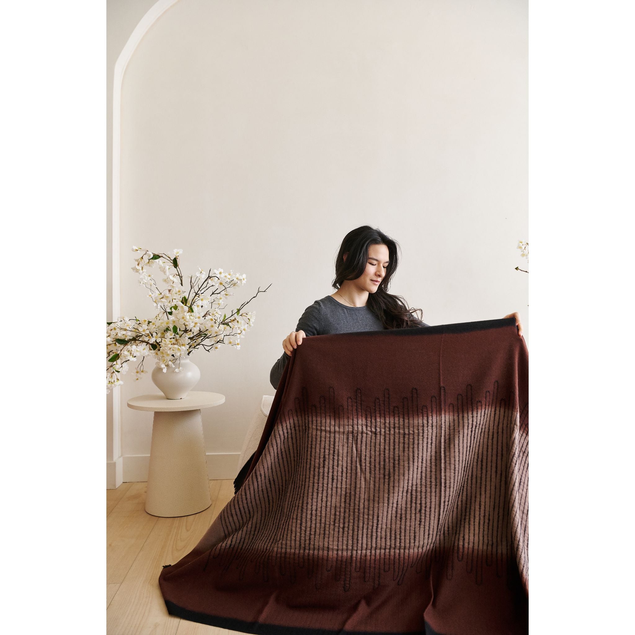 Handwoven Topaz Brown Myrtle Drift Merino Throw – Variously