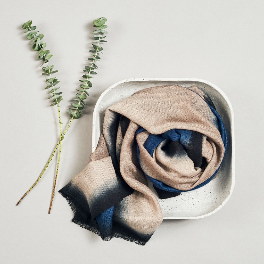 Iris Prussian Blue Cashmere Merino Handwoven Scar