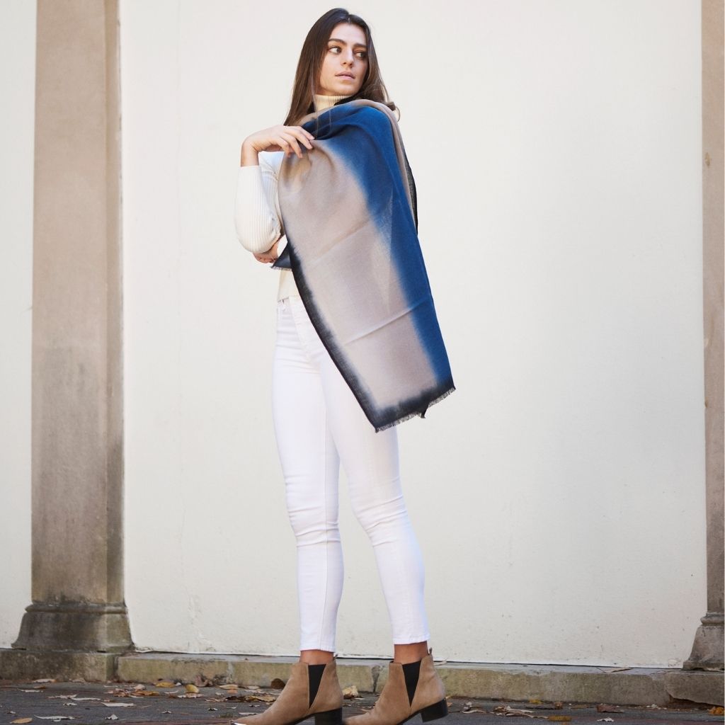 Iris Prussian Blue Cashmere Merino Handwoven Scar