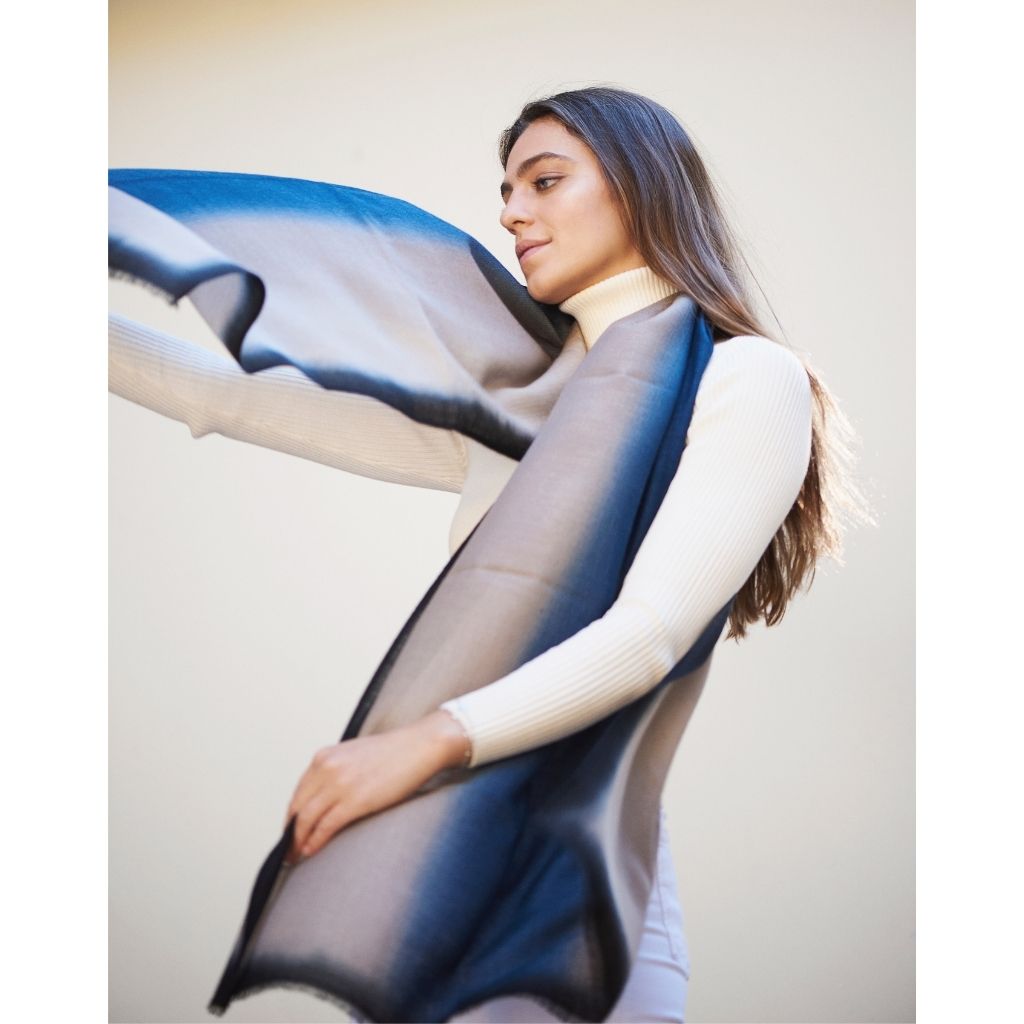 Iris Prussian Blue Cashmere Merino Handwoven Scar