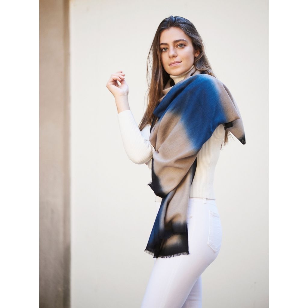 Iris Prussian Blue Cashmere Merino Handwoven Scar