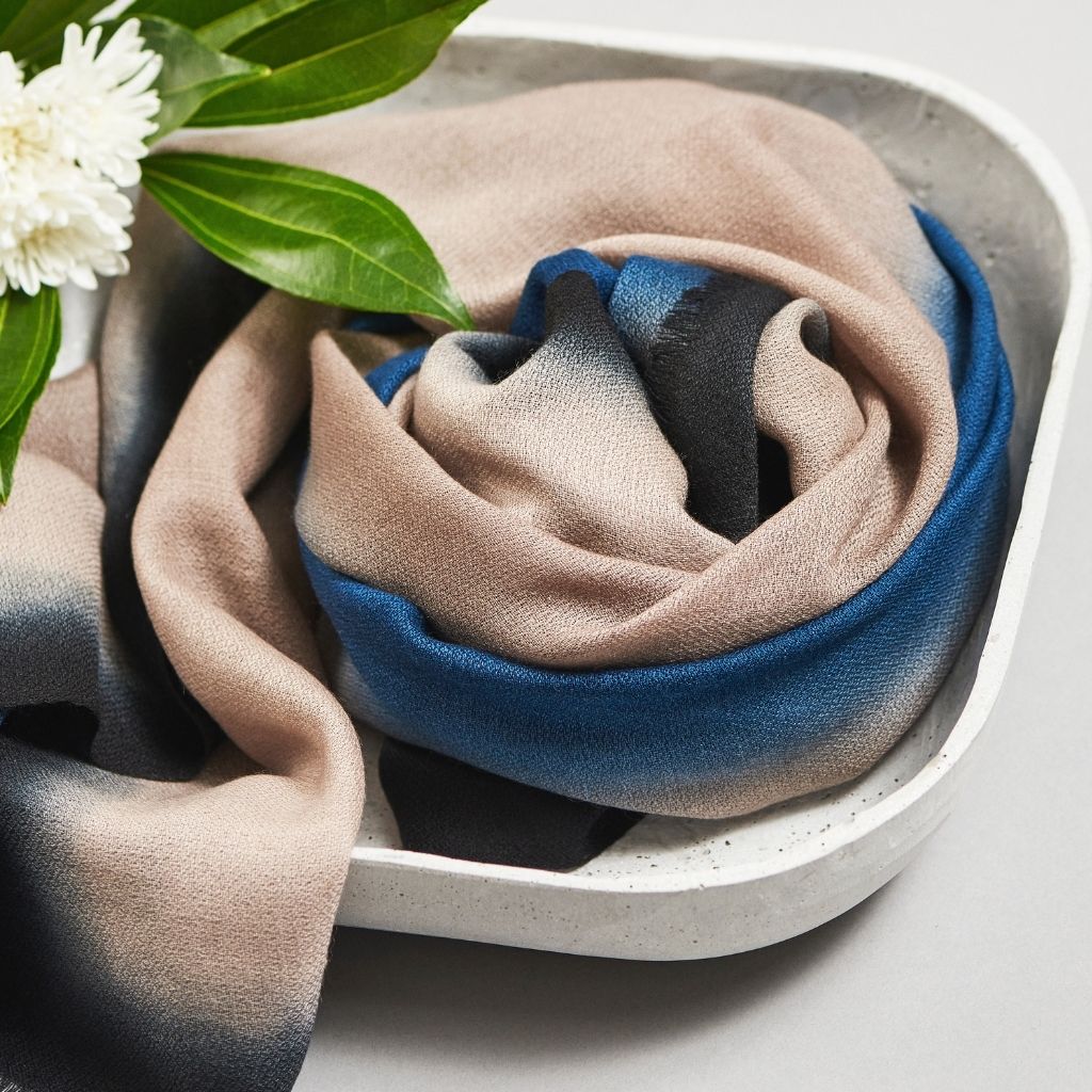 Iris Prussian Blue Cashmere Merino Handwoven Scar