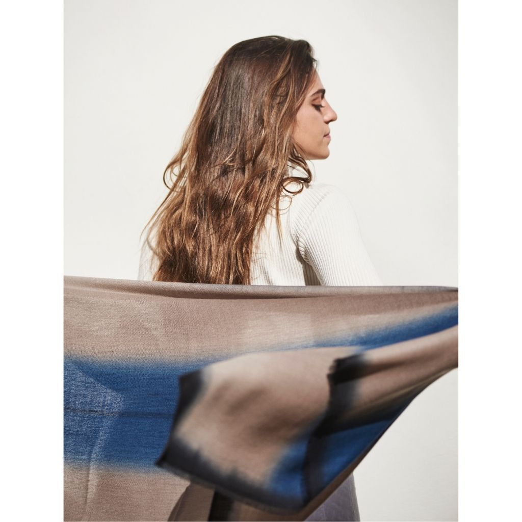 Iris Prussian Blue Cashmere Merino Handwoven Scar