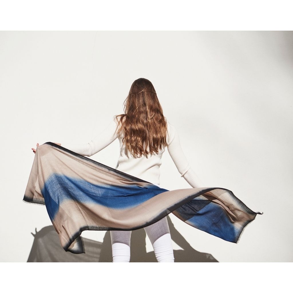 Iris Prussian Blue Cashmere Merino Handwoven Scar