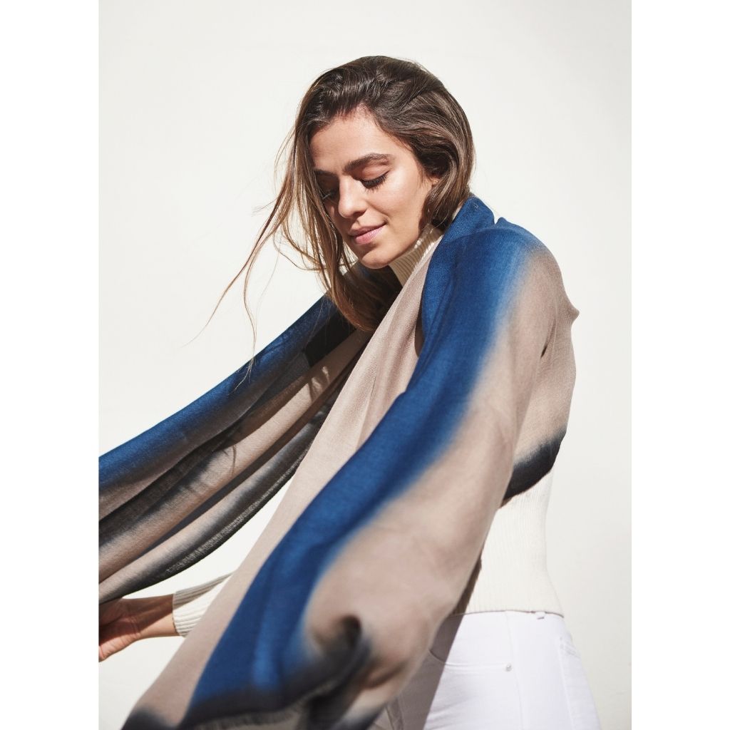 Iris Prussian Blue Cashmere Merino Handwoven Scar