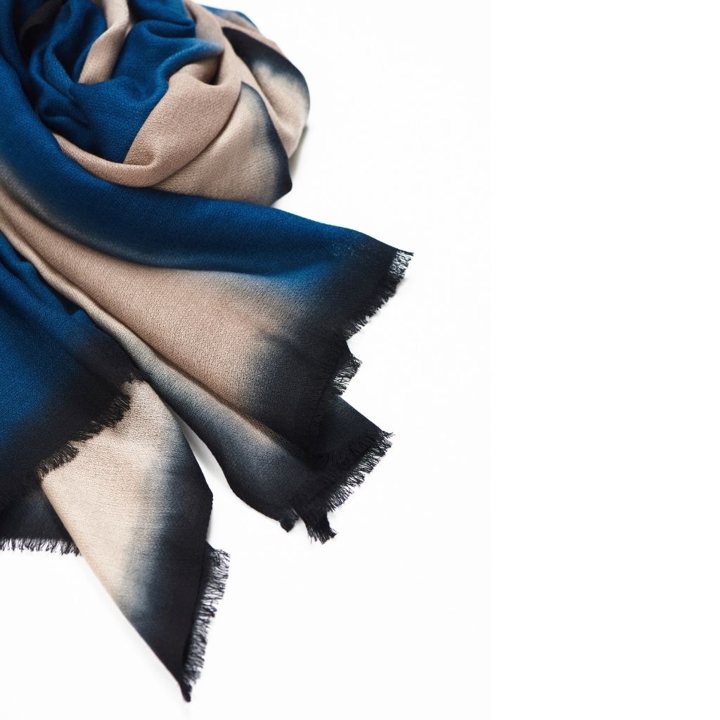 Iris Prussian Blue Cashmere Merino Handwoven Scar