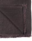 Resin Dark Brown Hand Woven Soft Linen Silk Scarf displayed with frayed edges on a white background.
