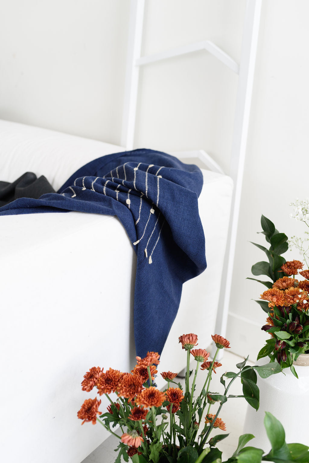 Rosewood Indigo Hand Knotted Stripes Handloom Merino Throw