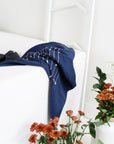 Rosewood Indigo Hand Knotted Stripes Handloom Merino Throw