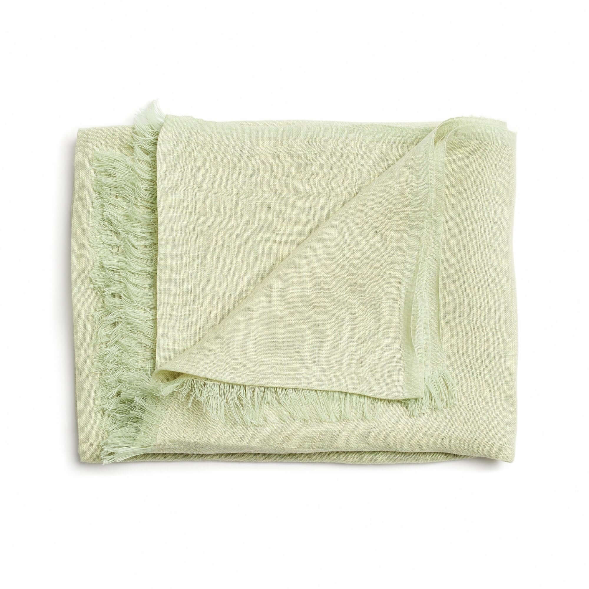 Soya Pastel Lime Green Hand Woven Soft Linen Scarf – Variously