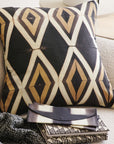 Tisa Black Handcrafted Shibori Print Mulberry Silk Pillow Cover