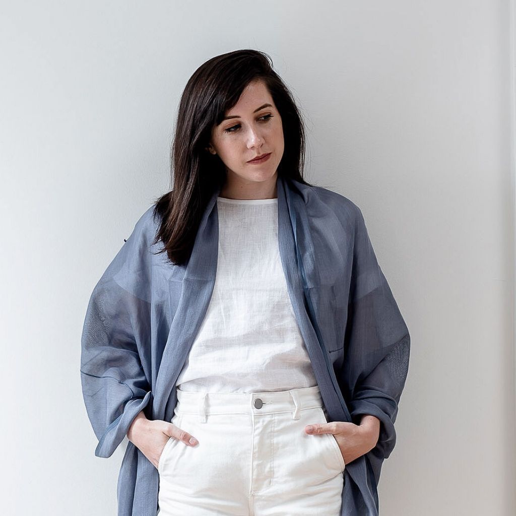 Baltic Mist Handwoven Hand Knotted Soft Cotton Scarf Calming Blues