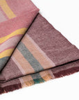 Barque Clay Modern Artisan Striped Soft Merino Handwoven Scarf in rich colors and intricate patterns.