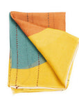 Cirq Sun Yellow Green Circle Pattern Hand Embroidered  Linen Silk Handloom Scarf showcasing vibrant colors and patterns.