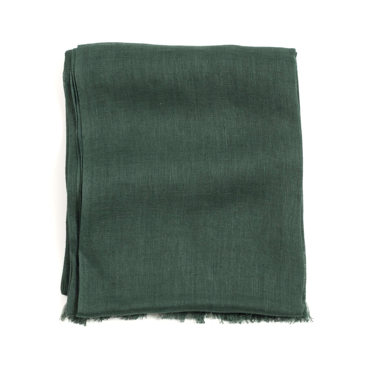 Resin Dark Brown Hand Woven Soft Linen Silk Scarf in moss green color, showcasing a delicate and breathable fabric.