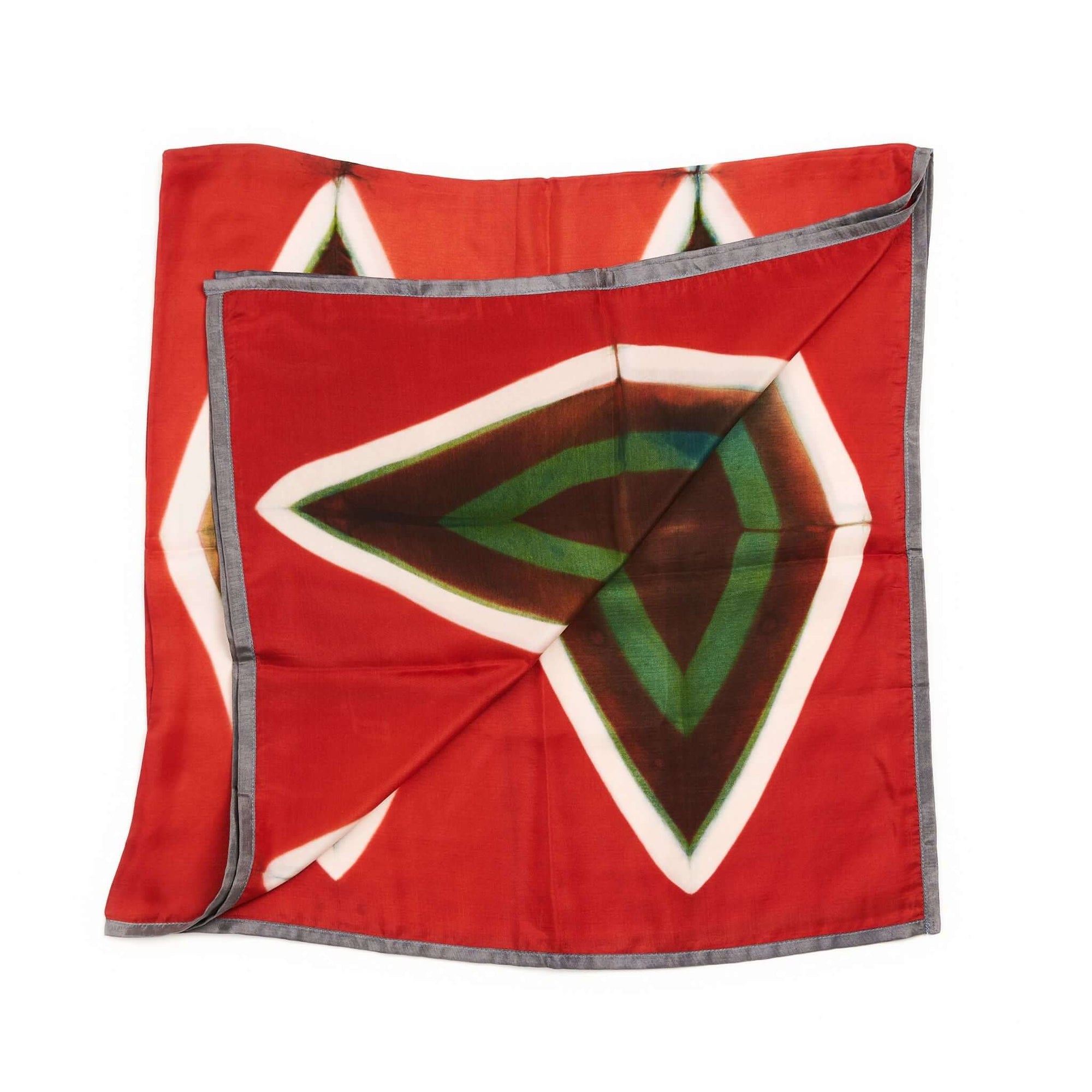 Fawn Square Silk Artisanal Scarf In Multicolor Hand Crafted Shibori Print, showcasing vibrant colors and unique patterns.