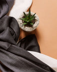 Granite Black White Ombre Linen Silk Handloom Scarf