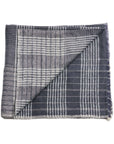 Silica Rose In Shades of Salmon Pink Gray Stripes Pattern Soft Handwoven Merino Throw on display.