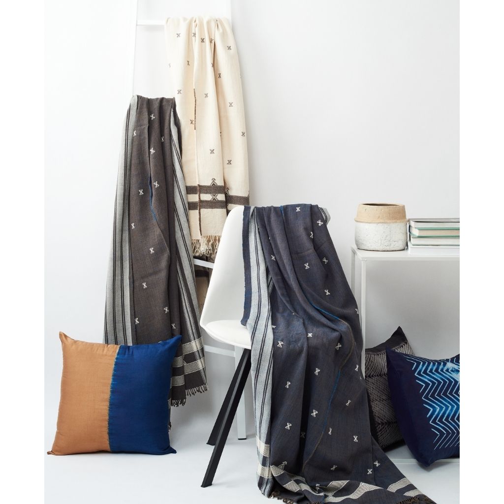 Indie Indigo Handwoven Organic Cotton Throw