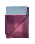 Iris Haze Blue Pink Cashmere Merino Handloom Scarf folded showing unique color blend and texture.