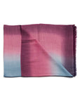 Iris Haze Blue Pink Cashmere Merino Handloom Scarf with ombre blend of pink and blue shades.