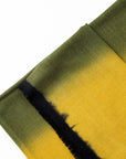 Iris Topaz Yellow Olive Green Cashmere Merino Soft Handwoven Modern Artisanal Scarf showing hand-dyed gradient colors.