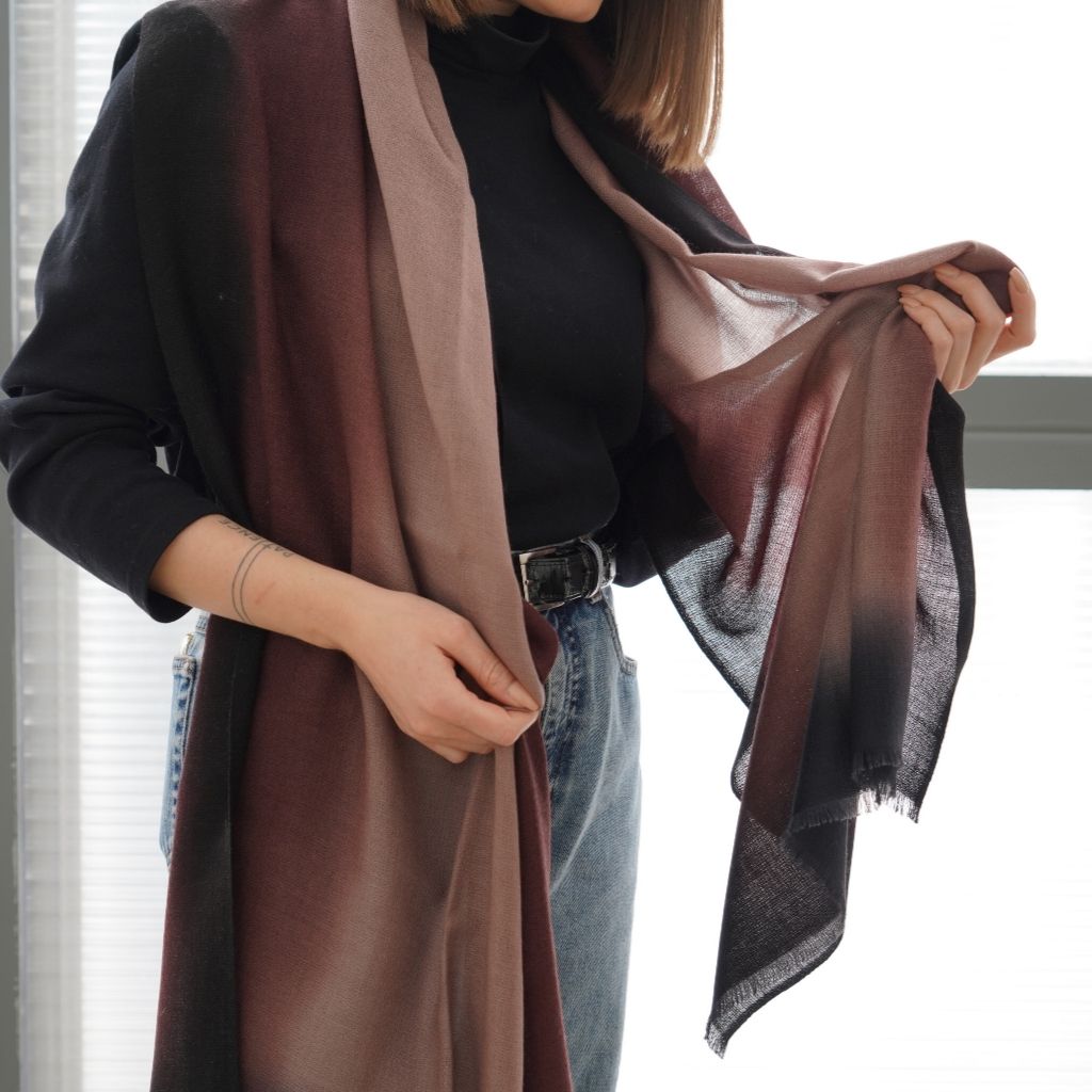 Iris Mink Cashmere Merino Handwoven Scarf