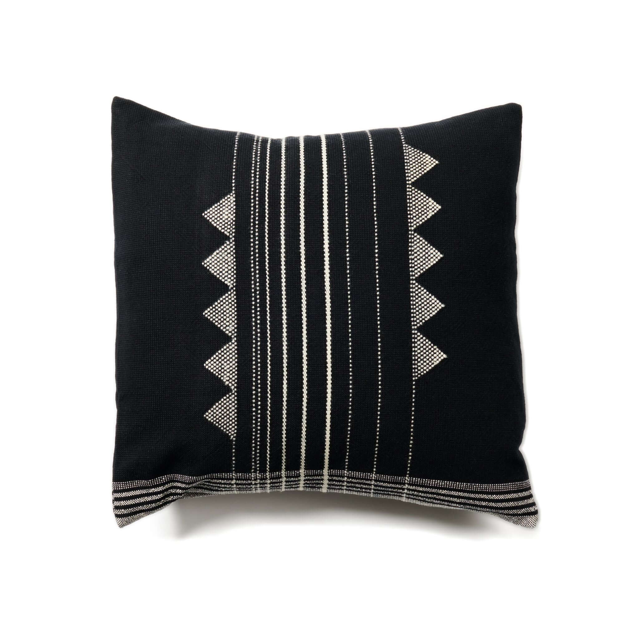 Kora Black Large Handloom Artisanal Pillow - Thumbnail 3