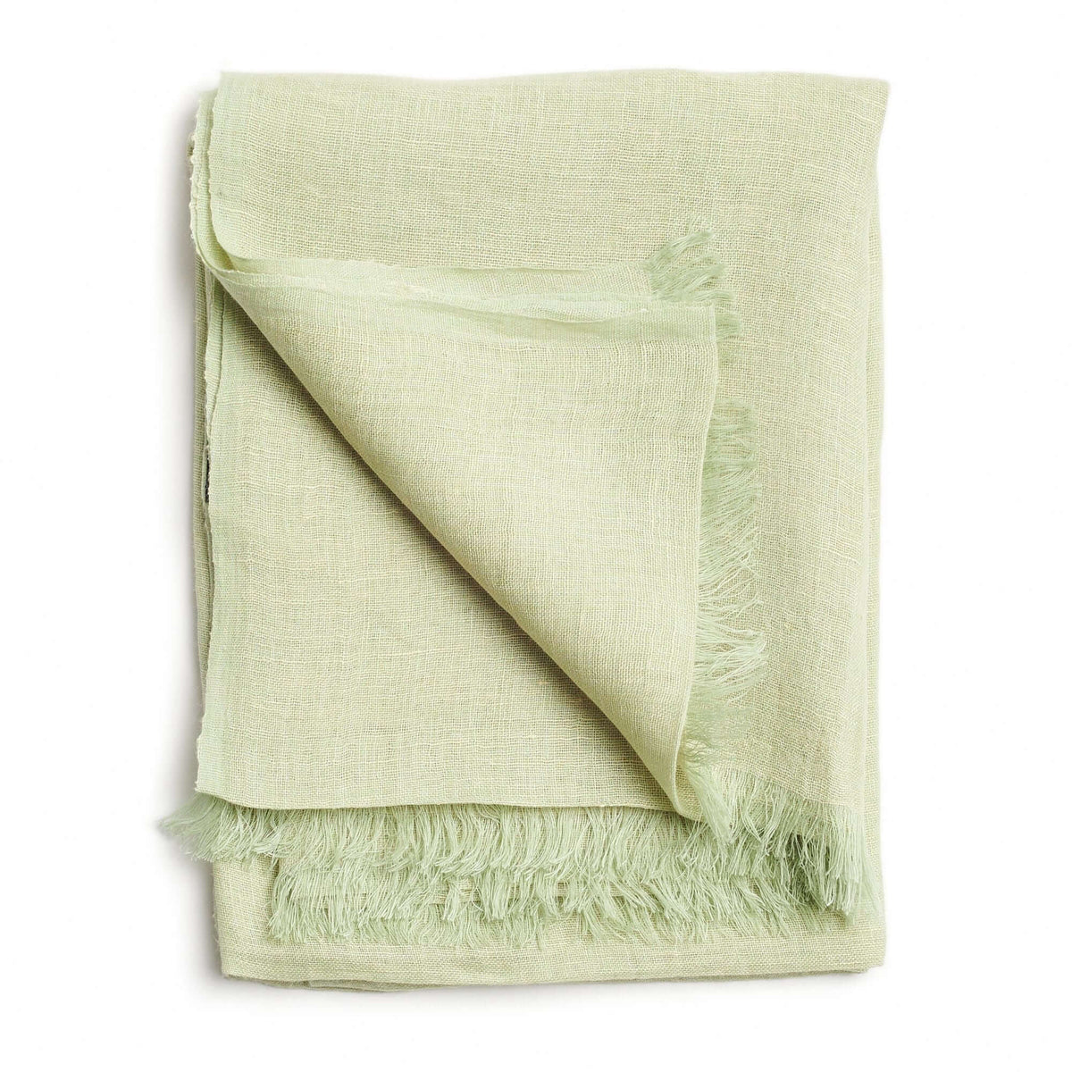 Jute Golden Brown Hand Woven Soft Linen Silk Scarf in Soya Green showcasing elegant, breathable fabric and artisan craftsmanship.