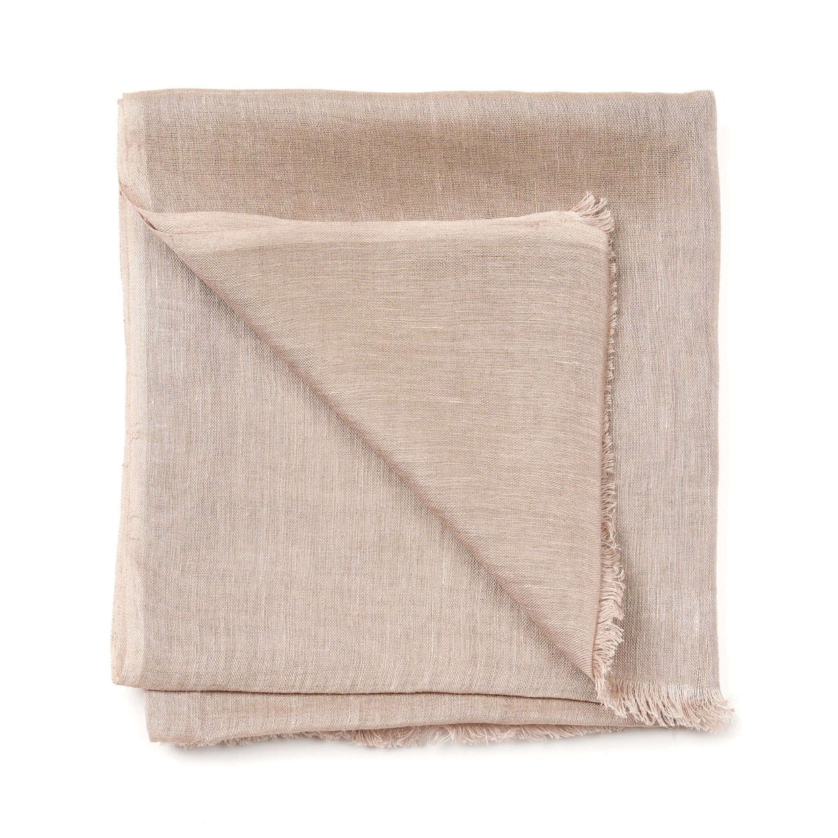 Jute Golden Brown Hand Woven Soft Linen Silk Scarf elegantly folded showcasing its translucent appeal and soft texture.