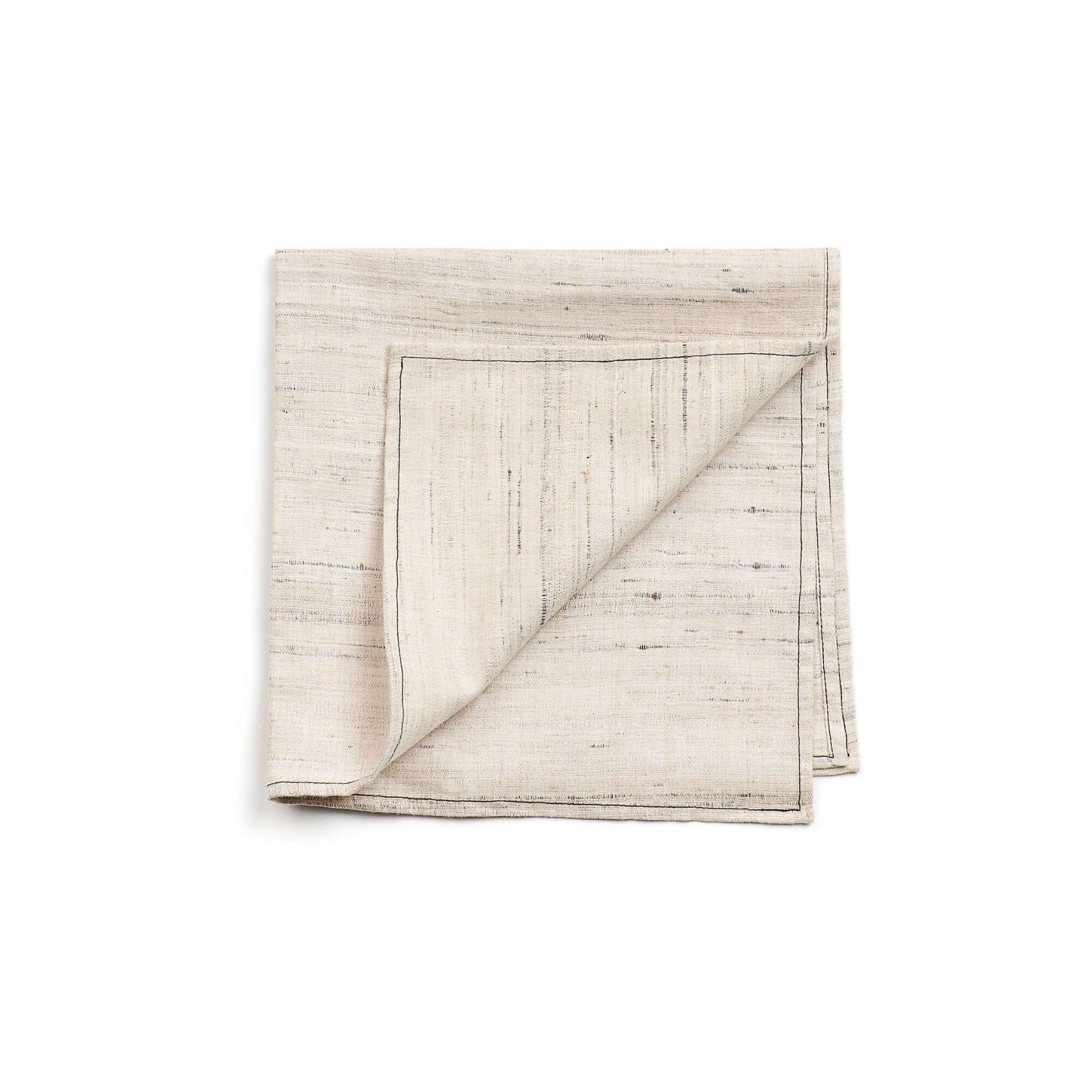 Kora Off White Peace Silk Handloom Napkin ( set of 4 )