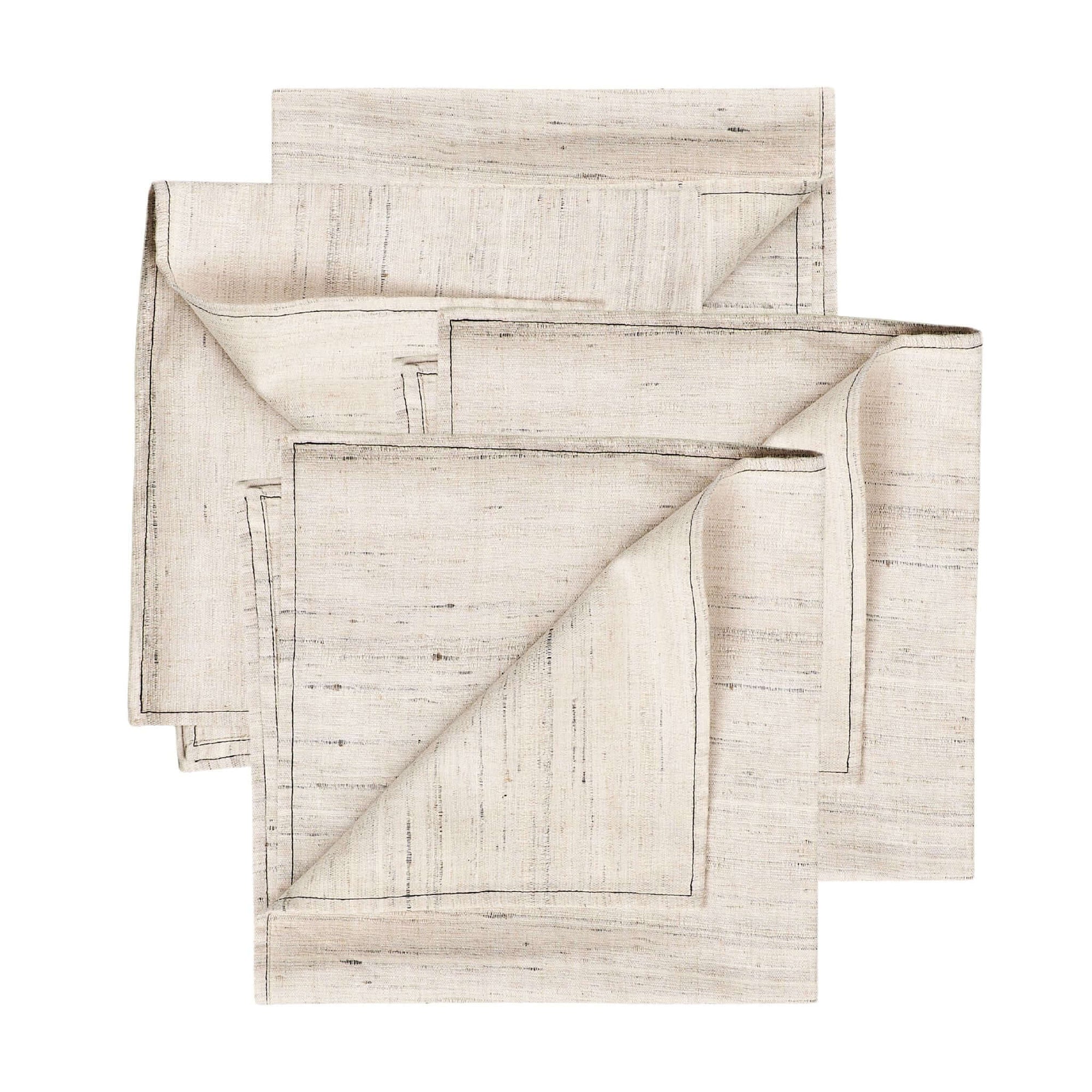 Kora Off White Peace Silk Handloom Napkin ( set of 4 )