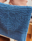 Macaroon Midnight Dark Blue Textured Merino Handloom Throw featuring luxurious handwoven texture.