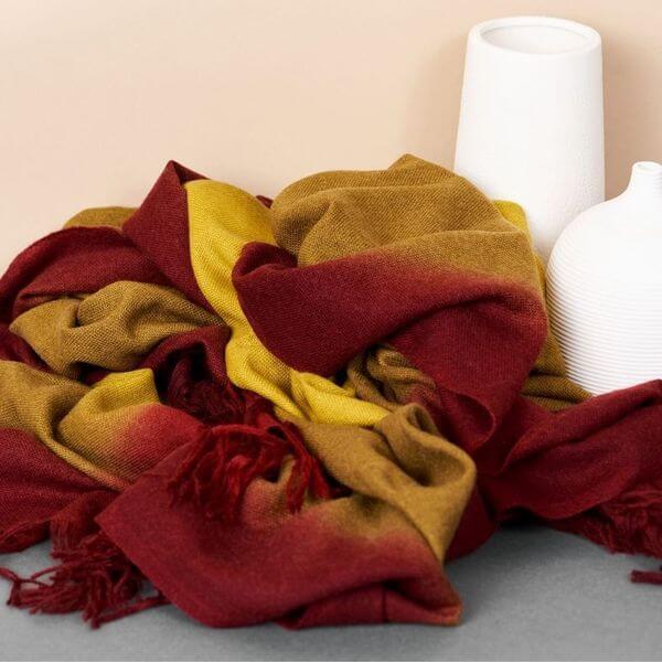 Marigold Merino Ombre Handloom Throw / Blanket Scarf
