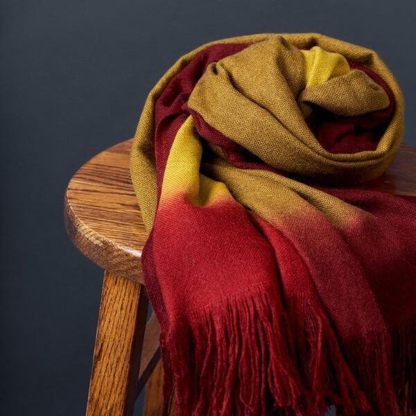 Marigold Merino Ombre Handloom Throw / Blanket Scarf