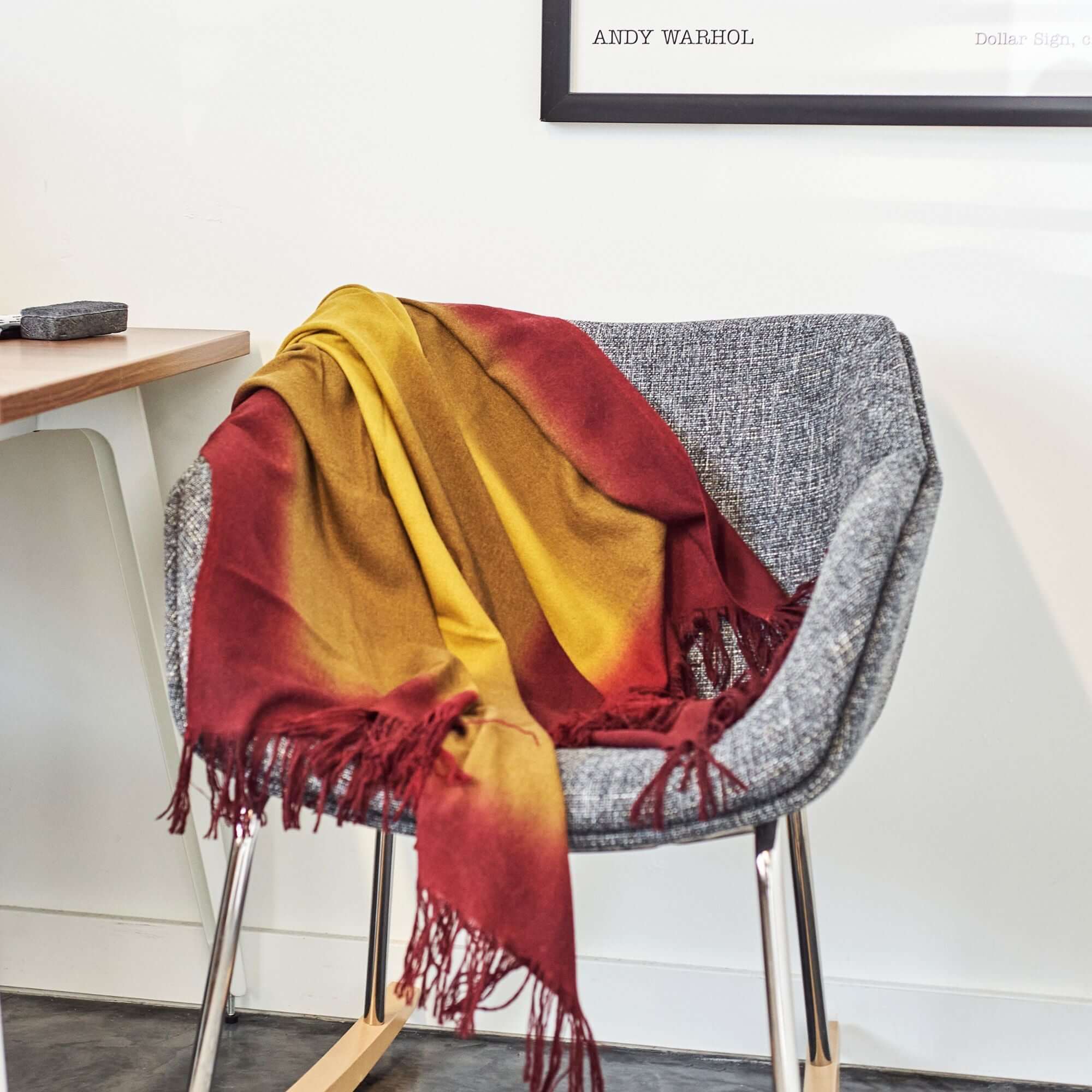 Marigold Merino Ombre Handloom Throw / Blanket Scarf