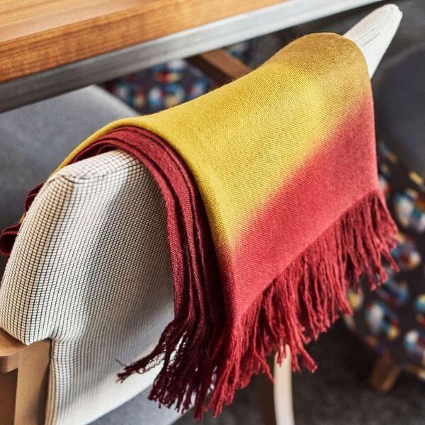 Marigold Merino Ombre Handloom Throw / Blanket Scarf