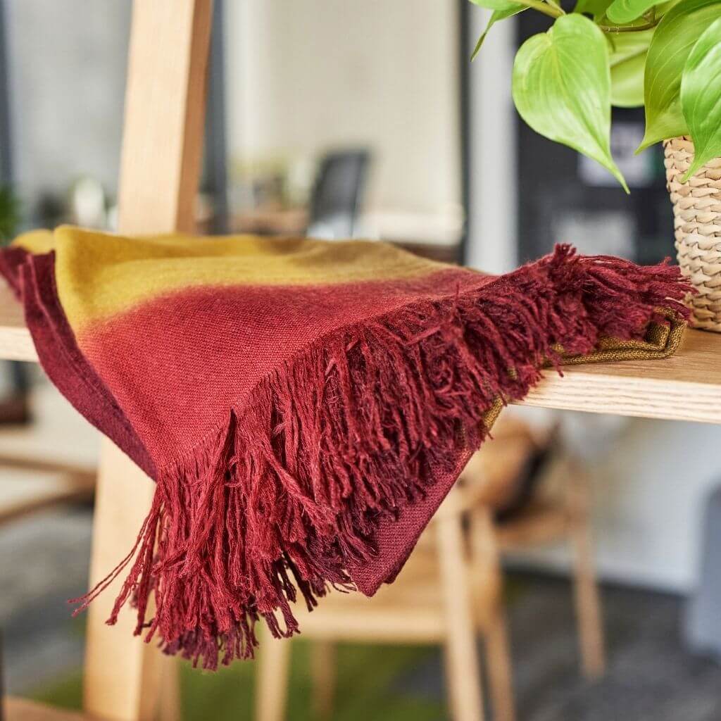 Marigold Merino Ombre Handloom Throw / Blanket Scarf
